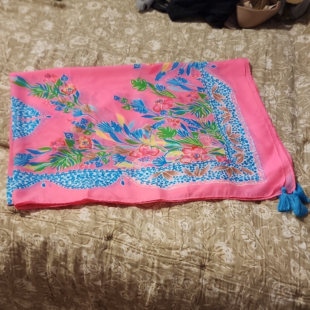 Lilly Pulitzer Vibrant Pink Floral Scarf